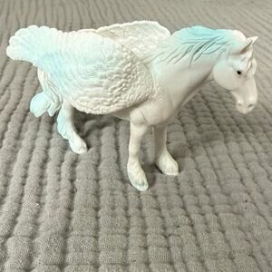 Pegasus Winged Flying Horse Plastic Toy Figure Figurine White Blue Wings
